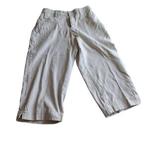 Lee Women Capri Chino Pants Size 10 Khaki Wide Leg Flat Front Preppy Classiccore